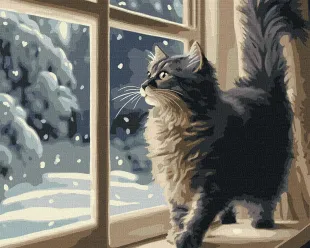 Картина по номерам - Снегопад за окном ©art_selena_ua