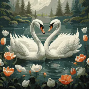 Картина по номерам - Лебединая верность ©art_selena_ua