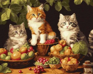 Картина за номерами - Котики і фрукти ©art_selena_ua