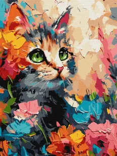 Картина по номерам - Пушистый котик ©art.solomiia