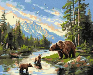 Картина за номерами - Ведмедиця і ведмежата ©art_selena_ua