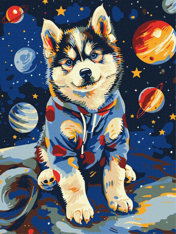 Картина по номерам - Космический хаски ©art_selena_ua