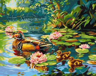 Картина по номерам - Утиное семейство ©art_selena_ua