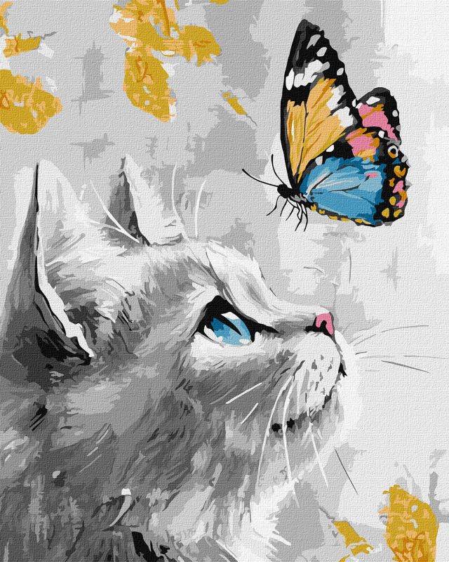 Painting by numbers - Dreamy kitten with extra metallic paints ©art_selena_ua