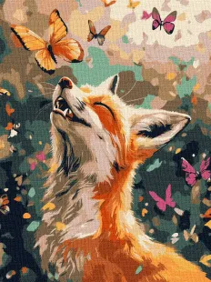 Картина за номерами - Весела лисичка з фарбами металік extra ©art_selena_ua