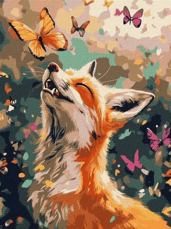 Картина по номерам - Весёлая лисичка с красками металлик extra ©art_selena_ua