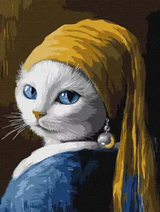 Картина за номерами - Кішка з перловою сережкою ©art_selena_ua