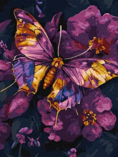 Картина за номерами - Золотий метелик з фарбами металік extra ©art_selena_ua