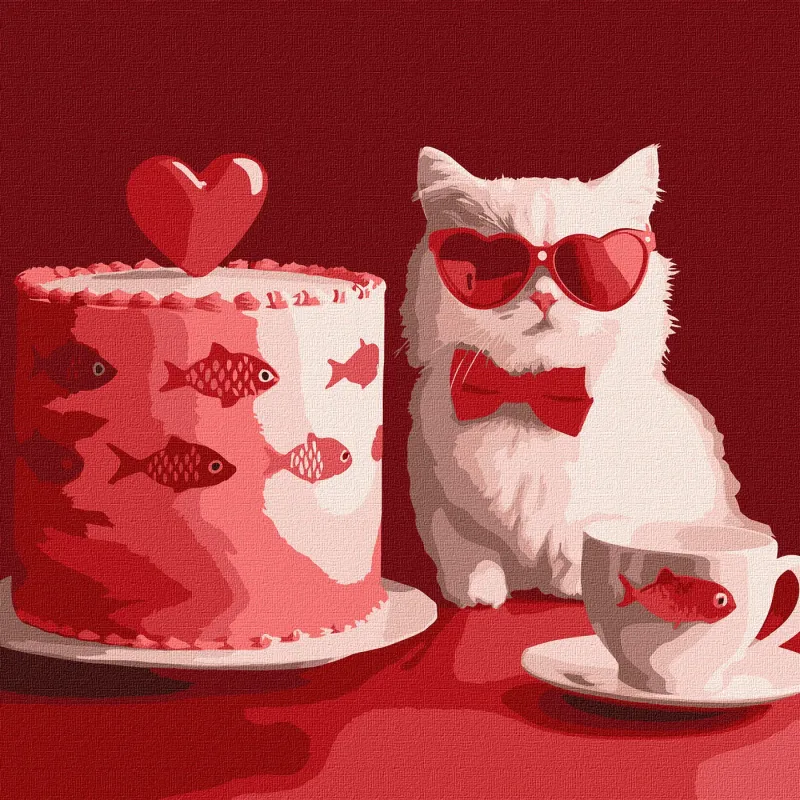 Painting by numbers - Cat with cake ©art_selena_ua