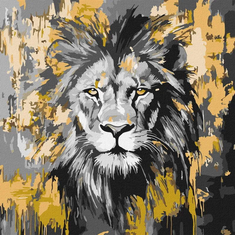 Painting by numbers - Golden Lion with metallic paints ©art_selena_ua