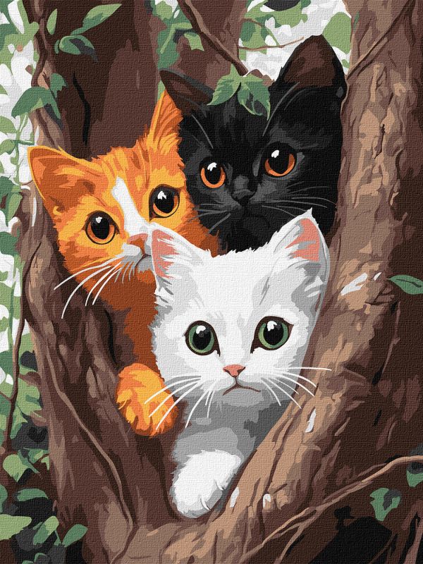 Картина по номерам - Котики на дереве ©art_selena_ua