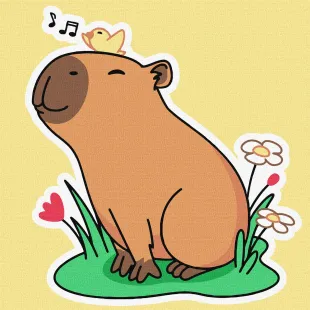 Painting by numbers - Capybara listens to birds singing ©art_selena_ua