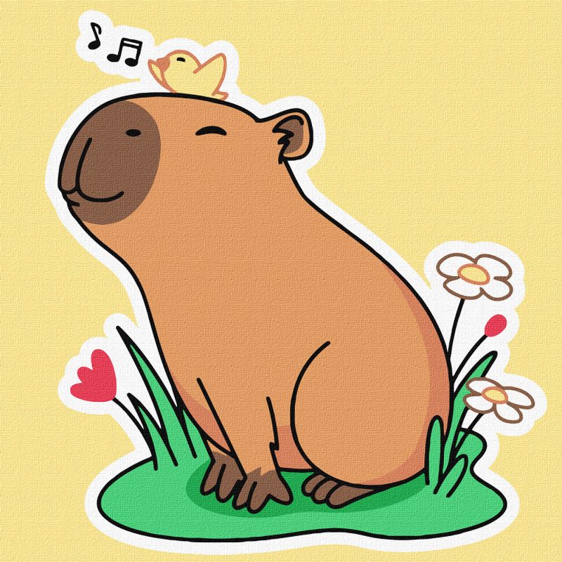 Картина по номерам - Капибара слушает пение птиц ©art_selena_ua