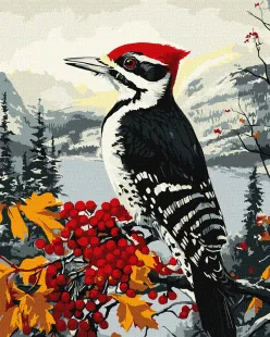 Картина за номерами - Дятел на гілці ©art_selena_ua