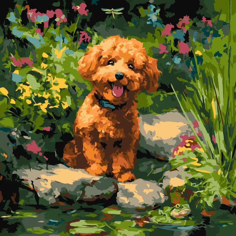 Painting by numbers - Poodle at the pond ©art_selena_ua