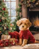 Painting by numbers - Dog near the Christmas tree ©art_selena_ua