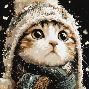 Картина за номерами - Сніговий котик ©art_selena_ua