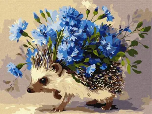 Картина за номерами - Їжак та квіти ©art_selena_ua