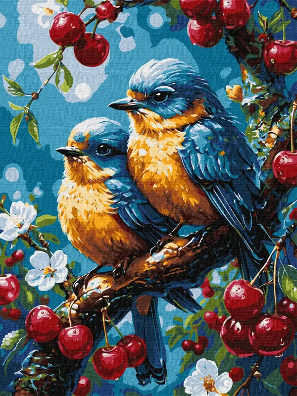 Painting by numbers - Yellow and blue birds ©art_selena_ua