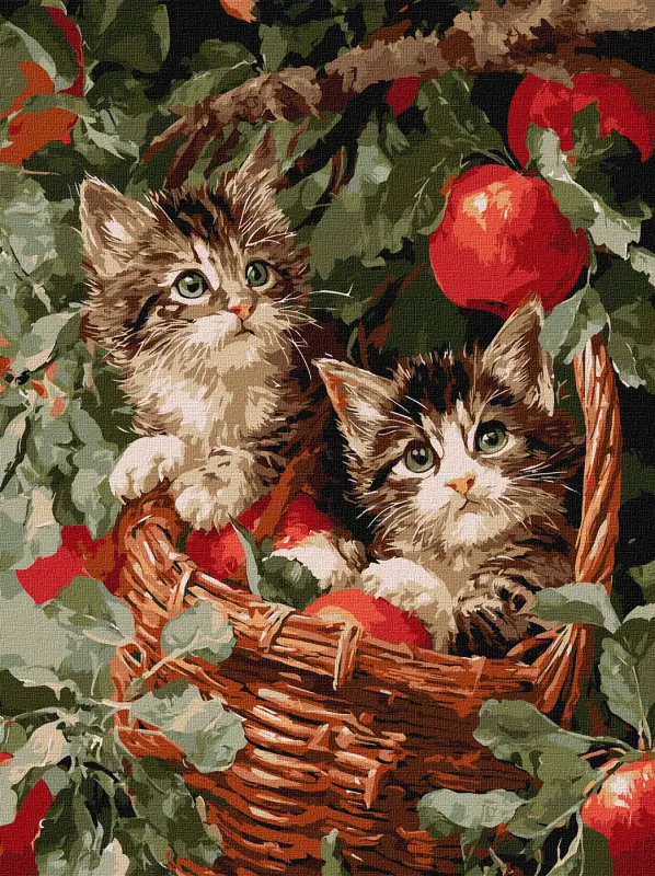 Painting by numbers - Cats in a basket ©art_selena_ua