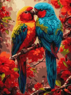 Картина за номерами - Пара барвистих папужок ©art_selena_ua