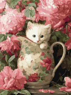 Картина за номерами - Кошеня та порцеляна ©art_selena_ua