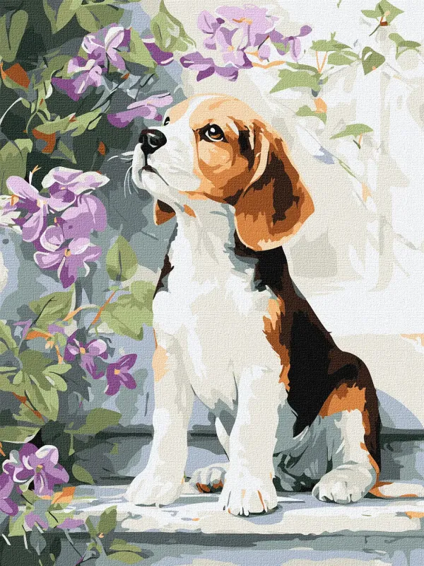 Painting by numbers - Beagle near flowers ©art_selena_ua