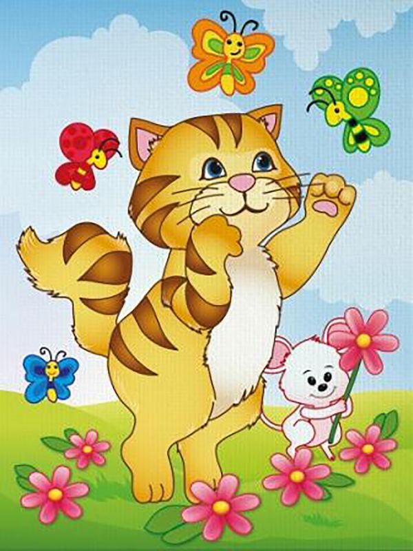 Painting on canvas - Cat and mouse