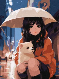 Картина за номерами - Разом під парасолькою ©art_selena_ua