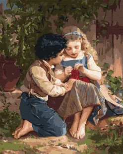 Картина по номерам - Вдвоем в саду ©Emile Munier