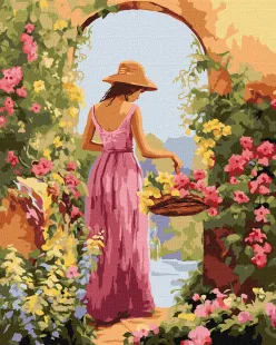 Картина за номерами - Дівчина з квітами ©art_selena_ua
