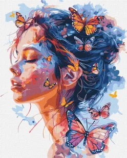 Картина за номерами - Дівчина і метелики ©art_selena_ua