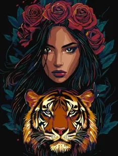 Картина за номерами - Хижацький погляд з фарбами металік extra ©art_selena_ua