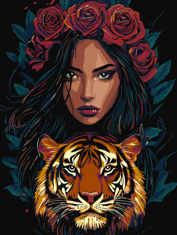 Painting by numbers - A predatory look with extra metallic paints ©art_selena_ua
