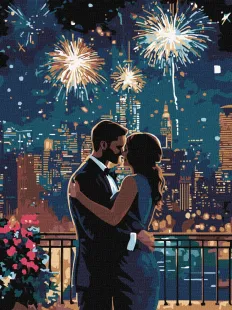 Painting by numbers - A moment of love with extra metallic paints ©art_selena_ua