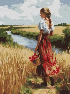 Картина за номерами - Українка та лани ©art_selena_ua