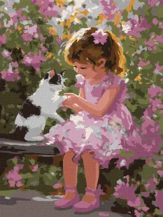 Painting by numbers - Playing with a kitty ©art.solomiia