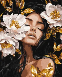 Картина за номерами - Квітковий вихор з фарбами металік extra ©victoria_art