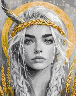 Картина за номерами - Колоски у волоссі з фарбами металік extra ©art_selena_ua