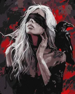 Картина за номерами - Дівчина і ворона ©art_selena_ua