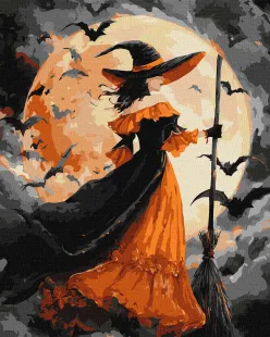 Картина за номерами - Відьма при місяці ©art_selena_ua