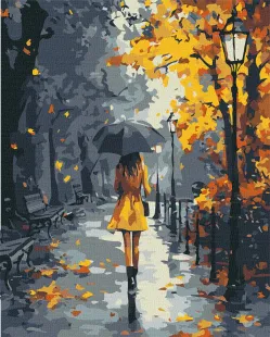 Картина за номерами - Під осінньою зливою ©art_selena_ua