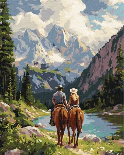Картина за номерами - Пара вершників у горах ©art_selena_ua