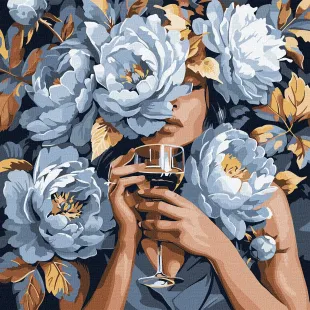 Картина за номерами - Делікатні півонії з фарбами металік extra ©art_selena_ua