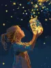 Картина за номерами - Дівчинка і зірочки з фарбами металік ©art_selena_ua