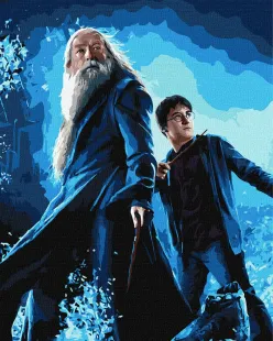 Картина за номерами - Harry Potter: Гаррі та Дамблдор з фарбами металік ©Warner Bros.
