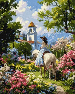 Картина за номерами - Вершниця поміж квітів ©art_selena_ua