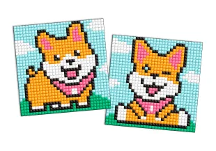 Diamond mosaic on a magnet - Playful dogs, set of 2 pcs
