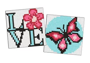 Diamond mosaic on a magnet - The graceful butterfly, set of 2 pcs
