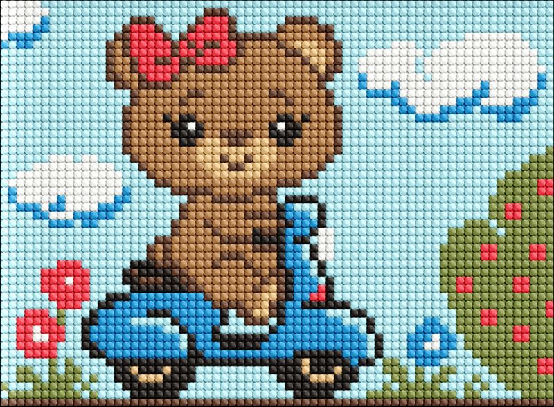 Diamond mosaic without frame - A cute little bear ©Mariia Davydova